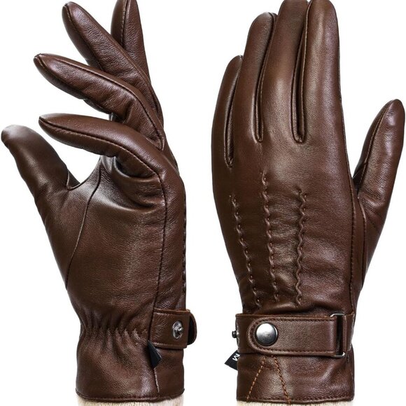 Accessories - Leather Gloves for Women, Super Soft Warm Lining Full Hand Touchscreen Anti-Slip